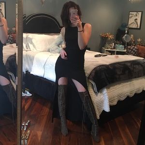 Tie up thigh high boots